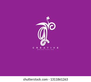 G Letter Lowercase with Modern Linear Feminine Floral Leaf Logo