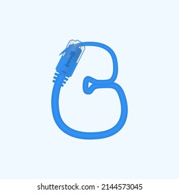 G letter made blue network cable. Vector ethernet rj45 digital cable design font for technology logo and headlines, digital logo, electrick bussines corporate identity and more