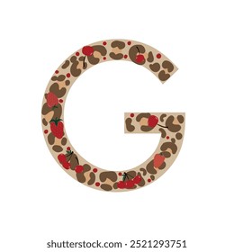 G letter. Made of leopard cherry and strawberry