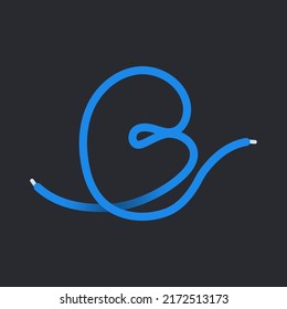 G letter made shoelace. Vector isolated font for app logo, sport design, creative template and more