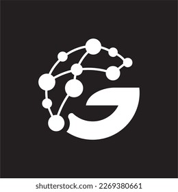 G Letter Molecule Logo, Bio tech Connect Dots Science Technology