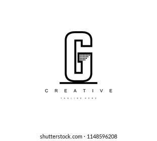 G Letter Monogram Line Dots Shadow Logotype