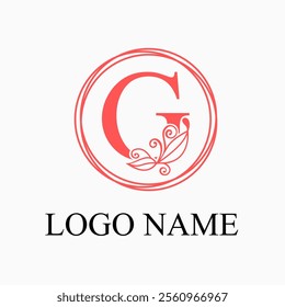 G Letter Monogram Logo with Floral for Beauty, Skincare, Fashion Business Logo Idea. Feminine Logo Concept