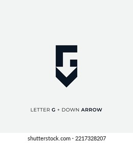 G letter with negative space down arrow logo