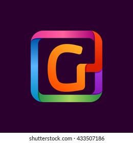 G letter neon logo in square.