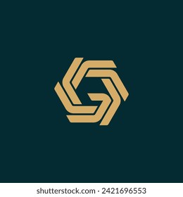 G Letter Penrosa Hexagon Press Logo Design Vector