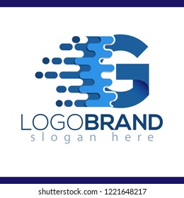 G Letra Pixel Icon Vector elemento Logo. Plantilla de logotipo de velocidad de carta