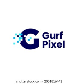 g letter pixel mark digital 8 bit logo vector icon illustration