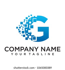 g Letter Pixel Motion Logo Design Template