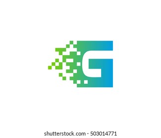 G Letra Pixel Motion Logo Design Template 