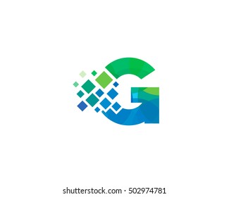 G Letter Pixel Multiply Colorful Logo Design Template