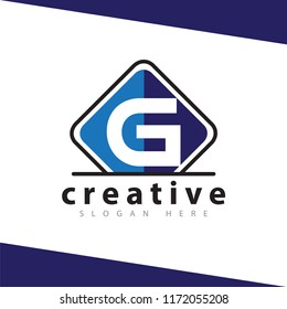 G Letter with plaque square logo icon vector template