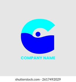 G letter pool, eye logo vector
