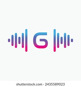 G letter with Pulse music player element. Logo template electronic music, equalizer, store, dj, nightclub, disco. Audio wave logo concept, Multimedia Technology themed, Abstract Shape vector