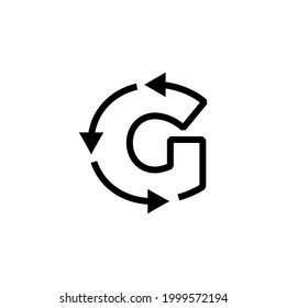 g ilustración del icono del vector del logotipo de reciclaje de letras