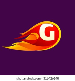 G letter with red fire flames. Letter vector design template elements for your application or corporate identity.