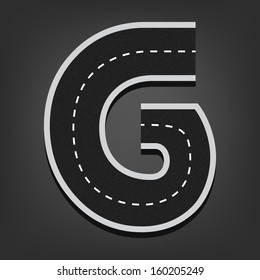 G letter. Road font