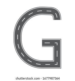 G letter for Road or street font. Flat and solid color vector illustration.