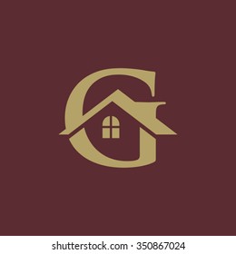 G letter roof shape flat gold logo