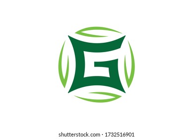 G letter rounded by green circular leaves