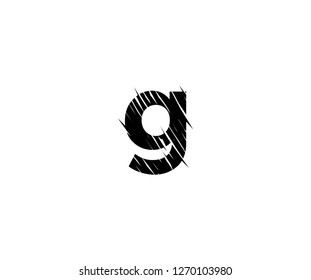 G Letter Scratch Hand Drawn Chalk Effect Monogram Logotype