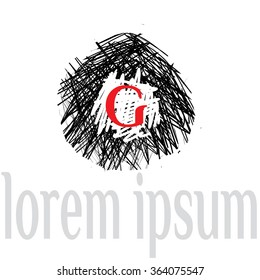 G letter scratched line vector logo template (sign, symbol, emblem, ornament)