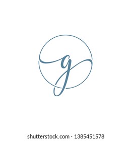 G letter script luxury circle logo designs