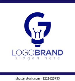 G Letter with smart bulb Logo vector element. Letter with negative space bulb Logo Template