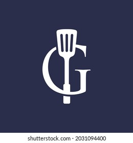 g letter spatula kitchen restaurant chef logo vector icon illustration