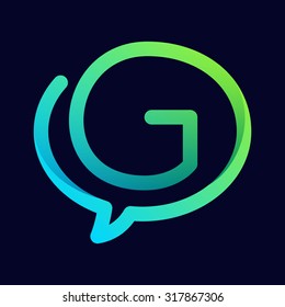 G letter with speech bubble line logo. Abstract trendy letter multicolored vector design template elements for your application or corporate identity.