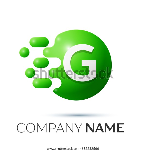 G Letter Splash Logo Green Dots Stock Vector Royalty Free