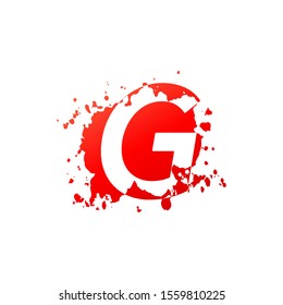 G Letter Splatter logo.  Abstract Design concept blood splash  with hidden letter G logo icon for initial, company identity and more brands.