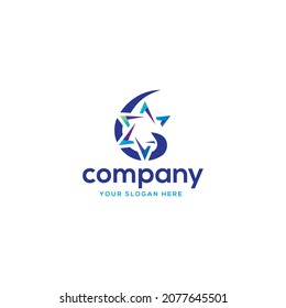 G letter star logo, modern star logo , Galaxy G alphabet ready template