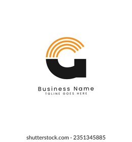 G Letter Stock Illustration with Geometric Lines Vector Logo. Alphabet G in Half Solid Half Lines Style