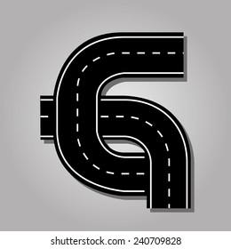 G letter. Street font. Road font. G alphabet character.