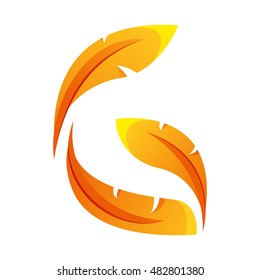 G letter, stylization of feathers. G logo. G icon