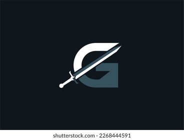 G Letter with Sword Icon, Modern and Clean Logo Design Template.
