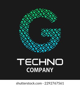 g ilustración de plantilla de tecno de letras.hay puntos con línea