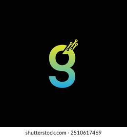 g letra tecnologia logotipo design vetor modelo