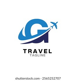 G letter Travel Logo Icon, Summer travel logo icon template, Travel agency logo template.