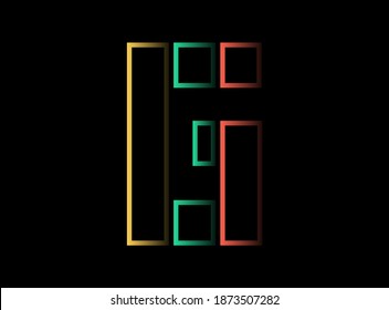 Diseño vectorial de letras G, logotipo de tipos de letra. Color rojo, verde, amarillo sobre fondo negro. Para medios sociales, elementos de diseño, afiches creativos, plantillas web y más
