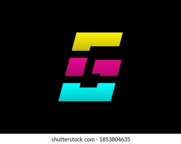 G letter vector desing, Cmyk color font logo, . Dynamic split blue, pink, yellow color on black background. For social media,design elements, creative poster, web template                       
