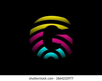 Diseño de vectores de letras G, logotipo de tipos de letra en color Cmyk. Color dinámico de rosa, azul, amarillo sobre fondo negro. Para medios sociales, elementos de diseño, afiche creativo, plantilla web    


