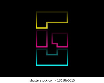 G letter vector desing, Cmyk color font logo. Dynamic split blue, pink, yellow color on black background. For social media,design elements, creative poster, web template and more      
