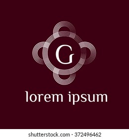 G letter vector logo with circle calligraphic borders (icon, sign, symbol, monogram)
