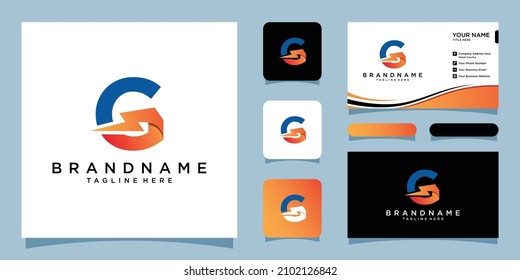 G letter vector logo design. lightning icon concept with business card design template