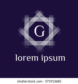 G letter vector logo with square calligraphic borders (icon, sign, symbol, monogram)