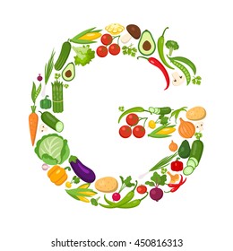 G letter from vegetables.