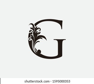 G Letter Vintage Logo Icon, Initial G Swirl Design.