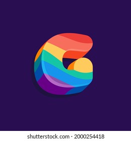 G letter volume logo with Pride LGBTQ flag pattern. Vector Illustration perfect for your rainbow identity, transgender banner, gays and lesbians posters, bisexual design, etc.